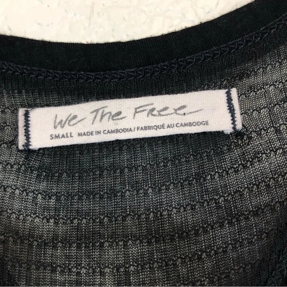 We The Free Black Long Sleeve Citrine Waffle Knit Tee size Small - Picture 7 of 11